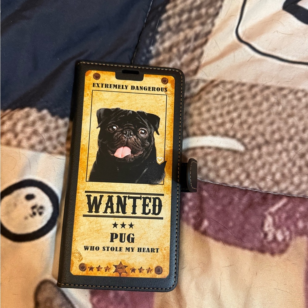 Wanted Pug Dog Phone Case - Black and Brown